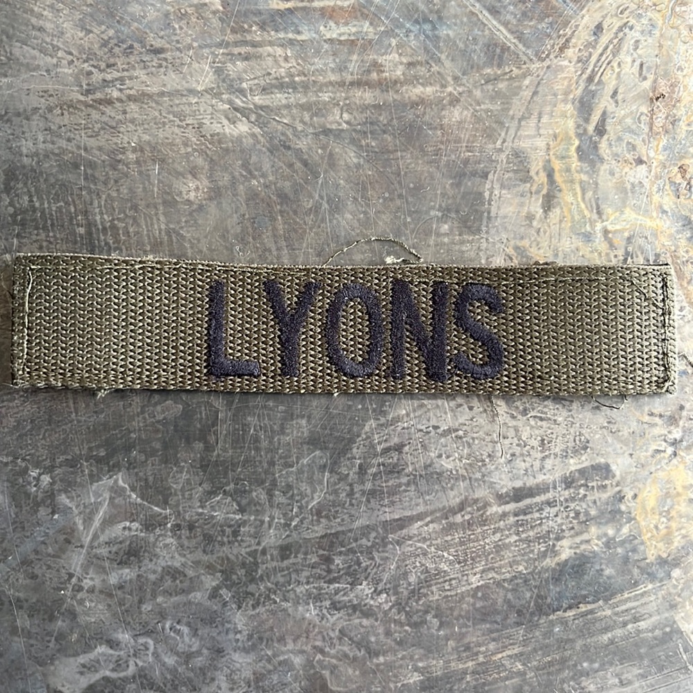 LYONS Embroidered Vintage ‘Army Green’ Military Name Tape Patch